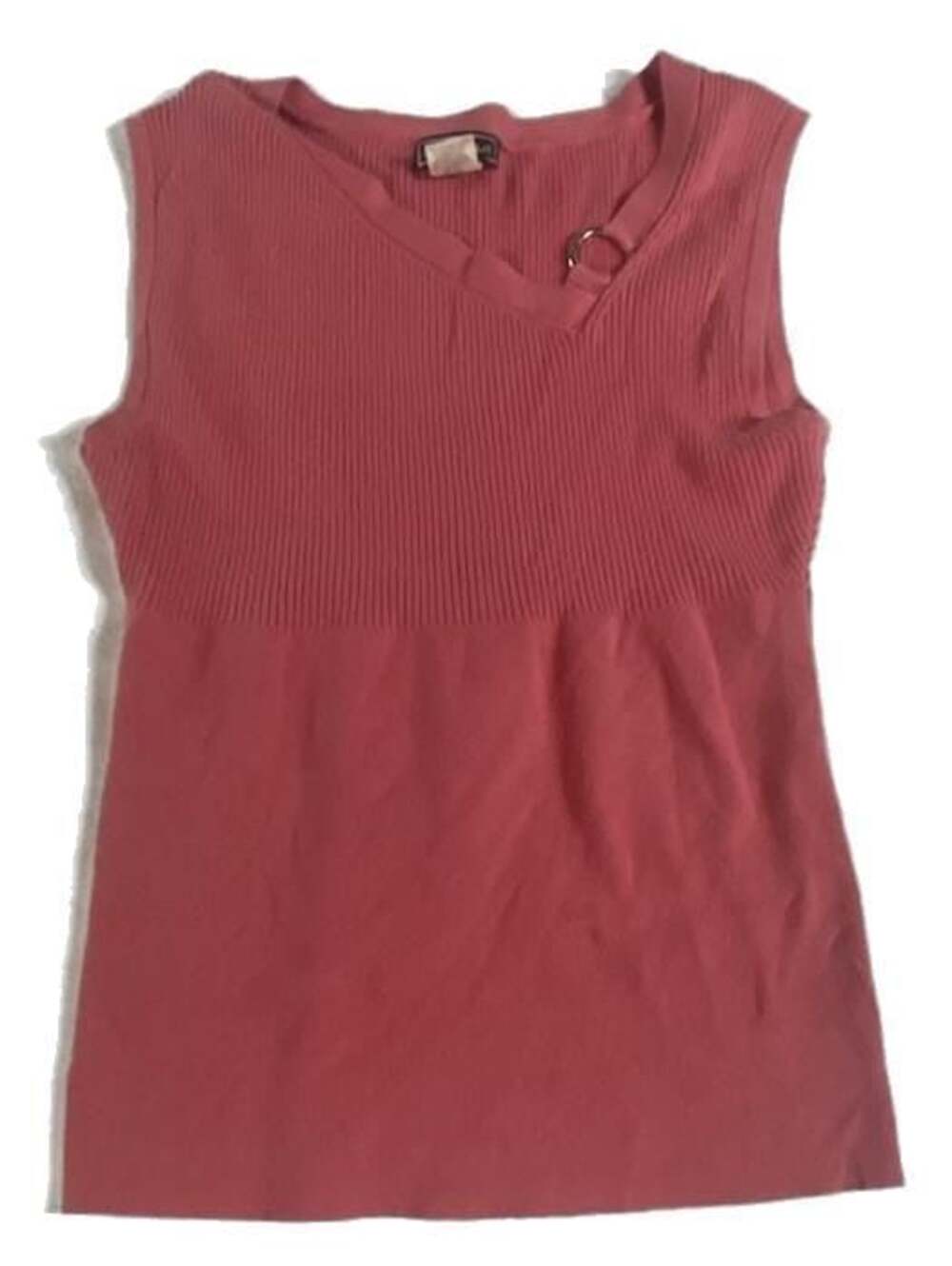 Takeout Pink Ribbed Sleeveless O-Ring Tank Top Size L